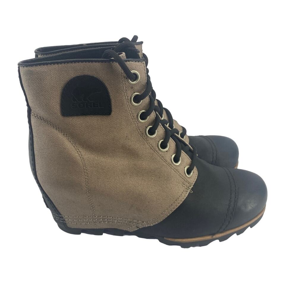 Sorel PDX Wedge Ankle Black Tan Boots Women Size 10 - Picture 6 of 8